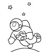 少儿关于宇航员在太空中场景简笔画图片