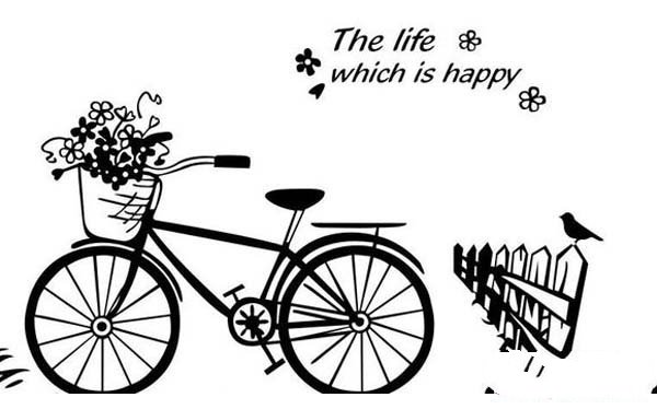 唯美漫画自行车简笔画图片素材