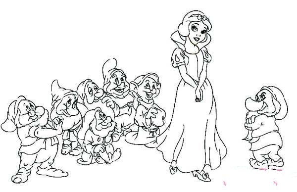 白雪公主和七个小矮人简笔画图片大全