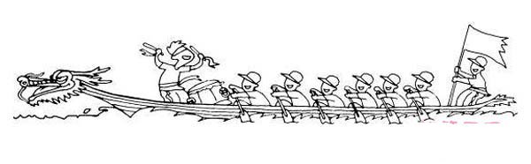 端午节划龙舟情景简笔画图片