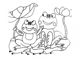 两个开心的青蛙简笔画