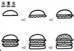 关于汉堡包简笔画的画法步骤
