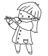 小女孩吹笛子简笔画图片
