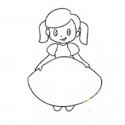 小女孩简笔画：穿裙子的女孩