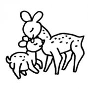 小学生简笔画鹿图片：鹿妈妈与小鹿