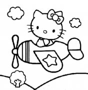 少儿凯蒂猫简笔画图片：坐飞机的hello kitty