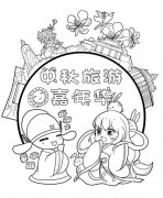 卡通中秋节节日简笔画图片素材