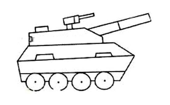小学生军事装甲车简笔画图片