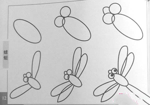 关于画蜻蜓的简笔画画法