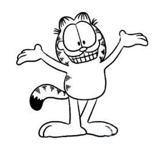幸福的加菲猫简笔画图片