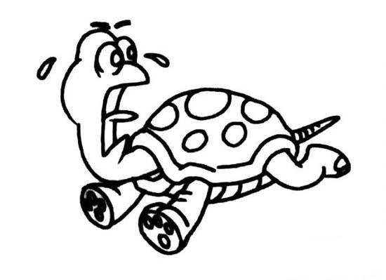 动漫中的乌龟简笔画：惊恐逃跑的乌龟