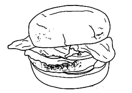 儿童中式汉堡包简笔画图片