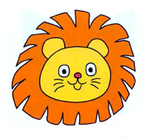 儿童带颜色的狮子正面头像简笔画图片