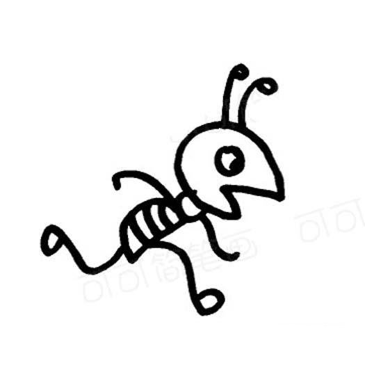 卡通蚂蚁简笔画:奔跑的小蚂蚁