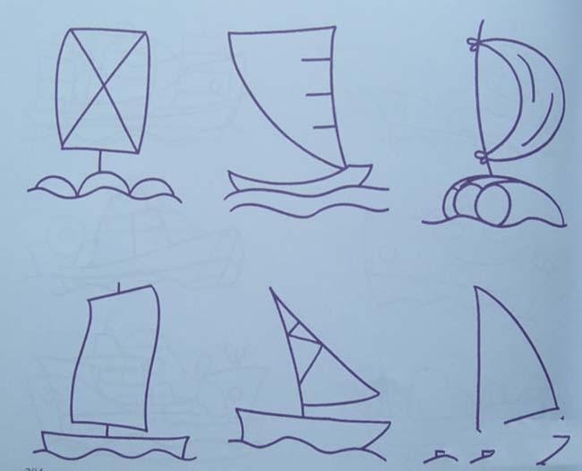幼儿各种帆船简笔画大全（6种）