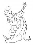 古代女子弹琵琶简笔画图片