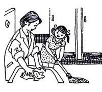 五一劳动节简笔画:我帮妈妈做家务