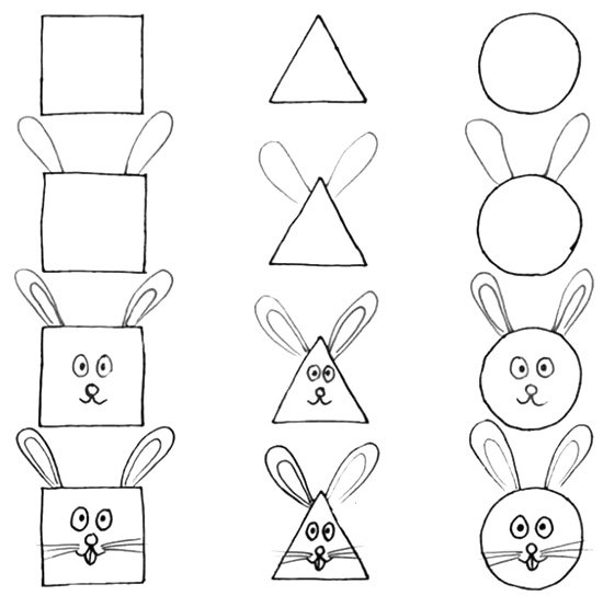 小兔子的三种形状简笔画