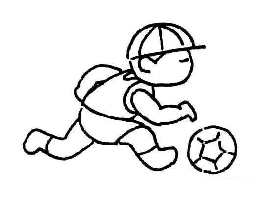 小男孩简笔画：踢足球的男孩