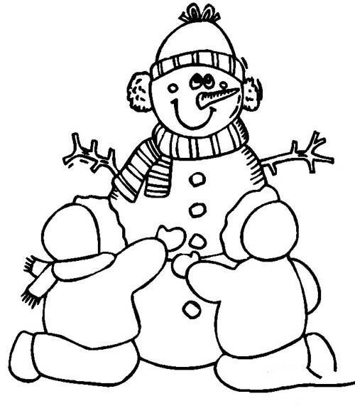 儿童堆雪人简笔画
