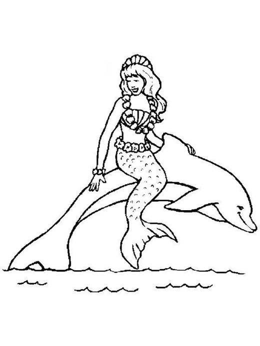 美人鱼故事简笔画：美人鱼和海豚