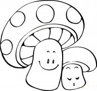 卡通笑脸蘑菇简笔画