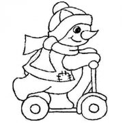 卡通可爱雪人简笔画：踩滑轮车的雪人
