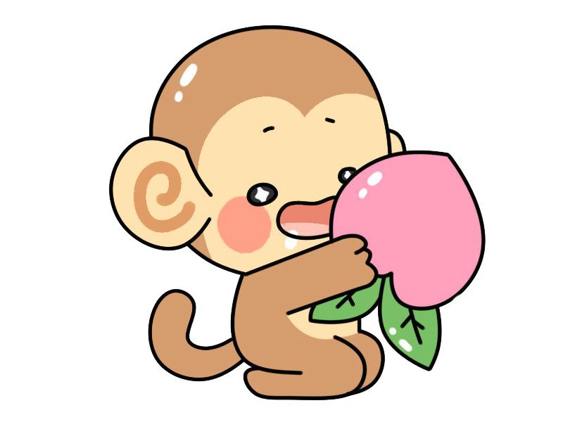 猴子吃桃子简笔画