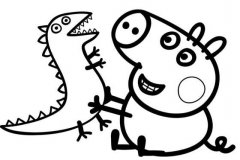 小猪佩奇与恐龙先生简笔画图片