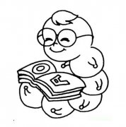 卡通毛毛虫简笔画：看书的毛毛虫