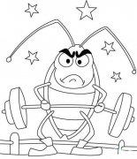 卡通蟑螂简笔画图片：举重的蟑螂