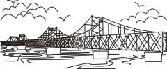 幼儿现代钢铁大桥简笔画图片