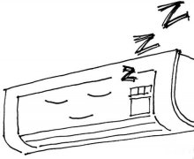 小学生卡通空调简笔画图片：睡觉的空调