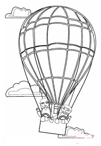 少儿关于乘坐热气球的简笔画图片