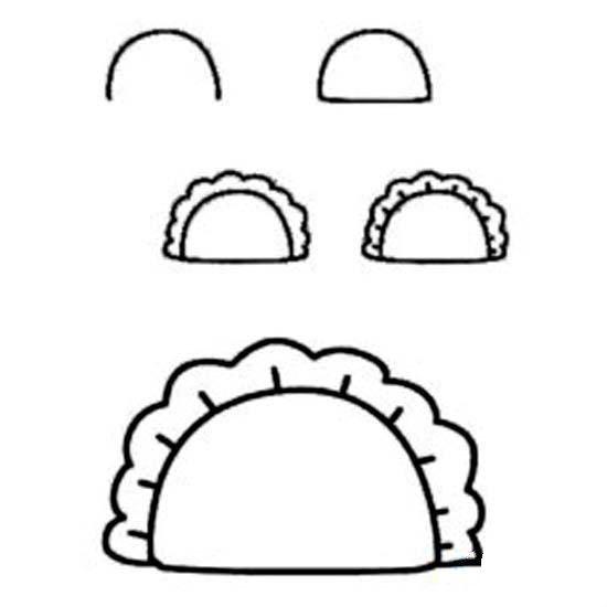 水饺的简笔画画法教程:怎么画饺子