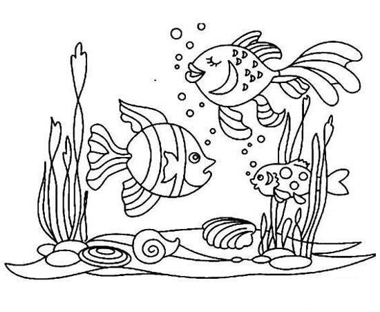 幼儿海底世界简笔画图片：漂亮的小鱼