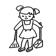 小学生五一劳动节简笔画：扫地做家务