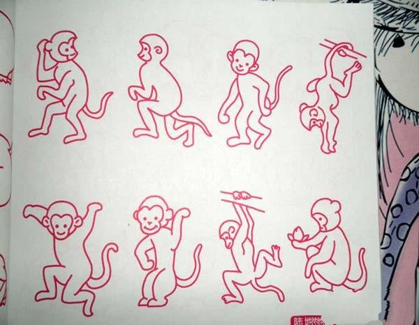 形态各异的猴子简笔画图片大全