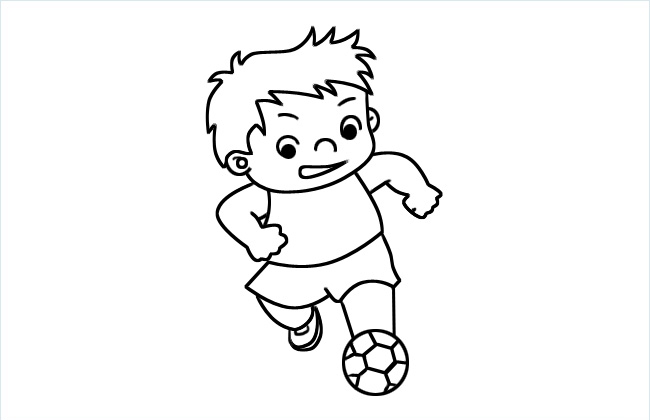 小孩子踢球的简笔画图片