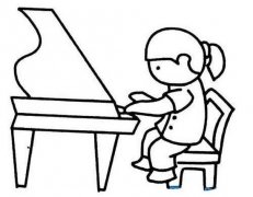 小女孩弹钢琴简笔画图片