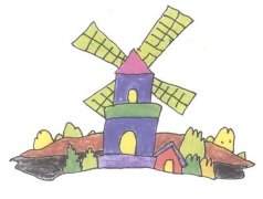 儿童彩色风车房子简笔画图片大全