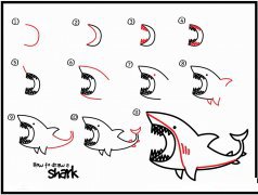 如何画大鲨鱼简笔画
