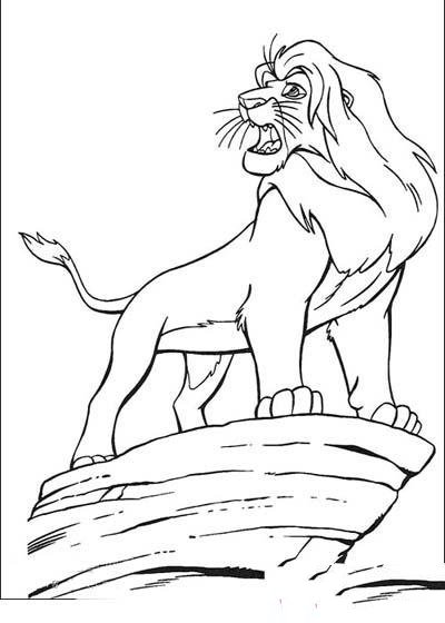 少儿霸气狮子简笔画图片大全：山上咆哮的狮子