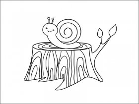 树头上的蜗牛简笔画