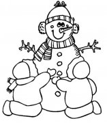 儿童堆雪人简笔画
