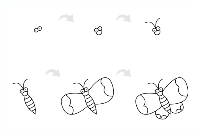 飞翔蝴蝶简笔画图片画法步骤教程