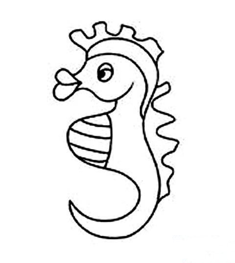 儿童卡通雌性海马简笔画图片