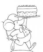 卡通老鼠简笔画：举蛋糕的老鼠