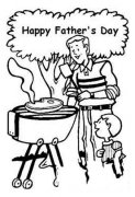 幼儿父亲节节日简笔画图片：我与爸爸烤肉
