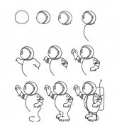 宇航员的简笔画画法步骤：怎么画宇航员
